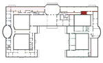 Small plan of the palace (first floor) showing the present position