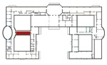 Small plan of the palace (first floor) showing the present position