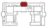 Small plan of the palace (first floor) showing the present position