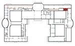 Small plan of the palace (first floor) showing the present position