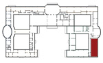 Small plan of the palace (first floor) showing the present position