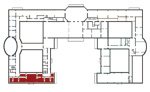 Small plan of the palace (first floor) showing the present position