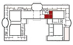 Small plan of the palace (first floor) showing the present position