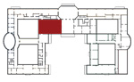 Small plan of the palace (first floor) showing the present position