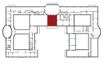 Small plan of the palace (first floor) showing the present position